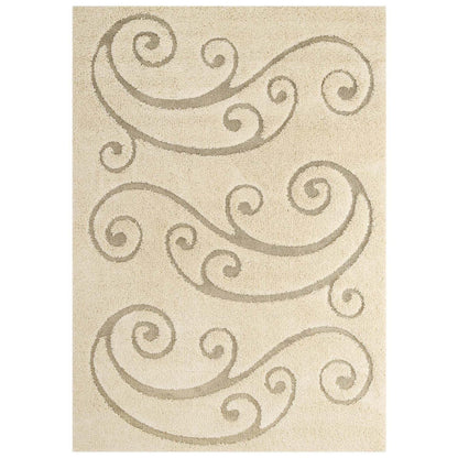 Carpet & Rugs | CasaFoyer Sprout Scrolling Vine Area Rug | Modern Design | Durable Construction | Non-Shedding | Stain-Resistant | 5x8 Size | Cream and Beige | casafoyer.myshopify.com