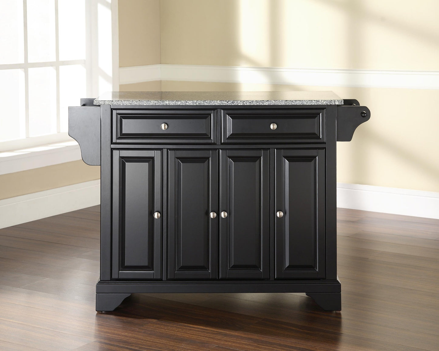 Kitchen Storage | Durable Hardwood Kitchen Island | Elegant Raised Panel Doors | Ample Storage Space | Black Finish | casafoyer.myshopify.com