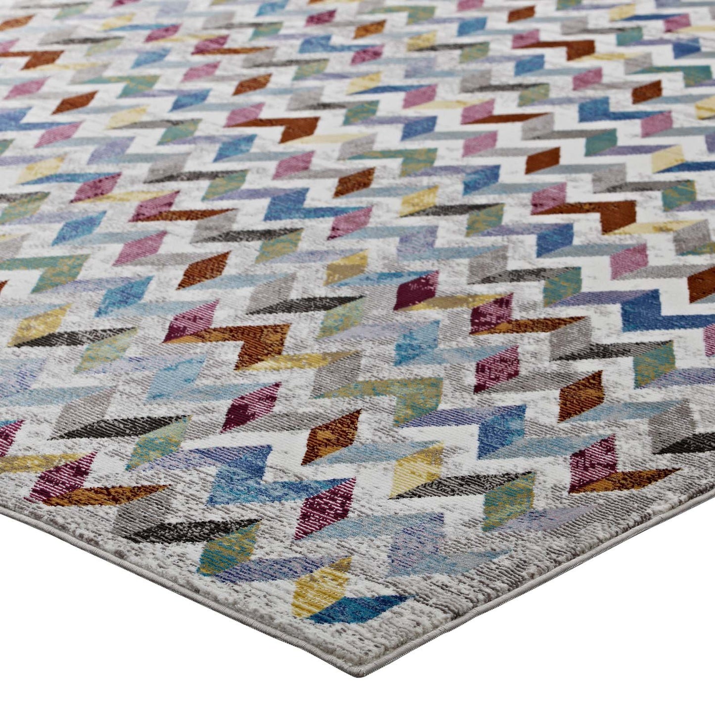 Carpet & Rugs | CasaFoyer Gemma Chevron Mosaic Area Rug | Vibrant Modern Design | Durable Polypropylene | Rubber Bottom | Non-Shedding | Stain Resistant | Easy to Maintain | 4x6 Multicolored | casafoyer.myshopify.com