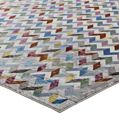 Carpet & Rugs | CasaFoyer Gemma Chevron Mosaic Area Rug | Vibrant Modern Design | Durable Polypropylene | Rubber Bottom | Non-Shedding | Stain Resistant | Easy to Maintain | 4x6 Multicolored | casafoyer.myshopify.com