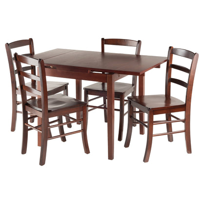 childrens table and chair sets | CasaFoyer Pulman Extension Table Set | Solid Wood | Walnut Finish | 48W x 29.9D | 5-Pc with Ladder Back Chairs | Easily Extendable | casafoyer.myshopify.com