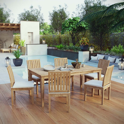 kitchen and dining room sets | CasaFoyer Premium Teak Wood Outdoor Set | Marina Collection | 7 Piece Patio Dining Set | Table & Chairs | All-Weather Cushions | Durable & Stylish | Assembly Required | casafoyer.myshopify.com