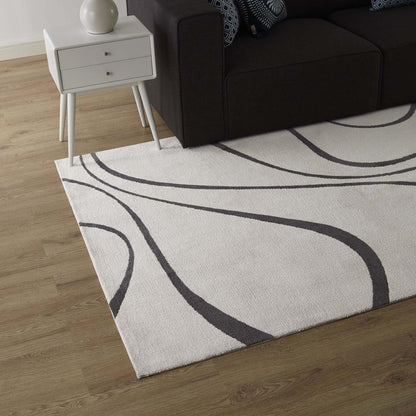 area rugs | CasaFoyer Therese Abstract Swirl Area Rug | Elegant Modern Design | Plush Texture | Stain Resistant | 8x10 Size | Ivory & Charcoal | casafoyer.myshopify.com