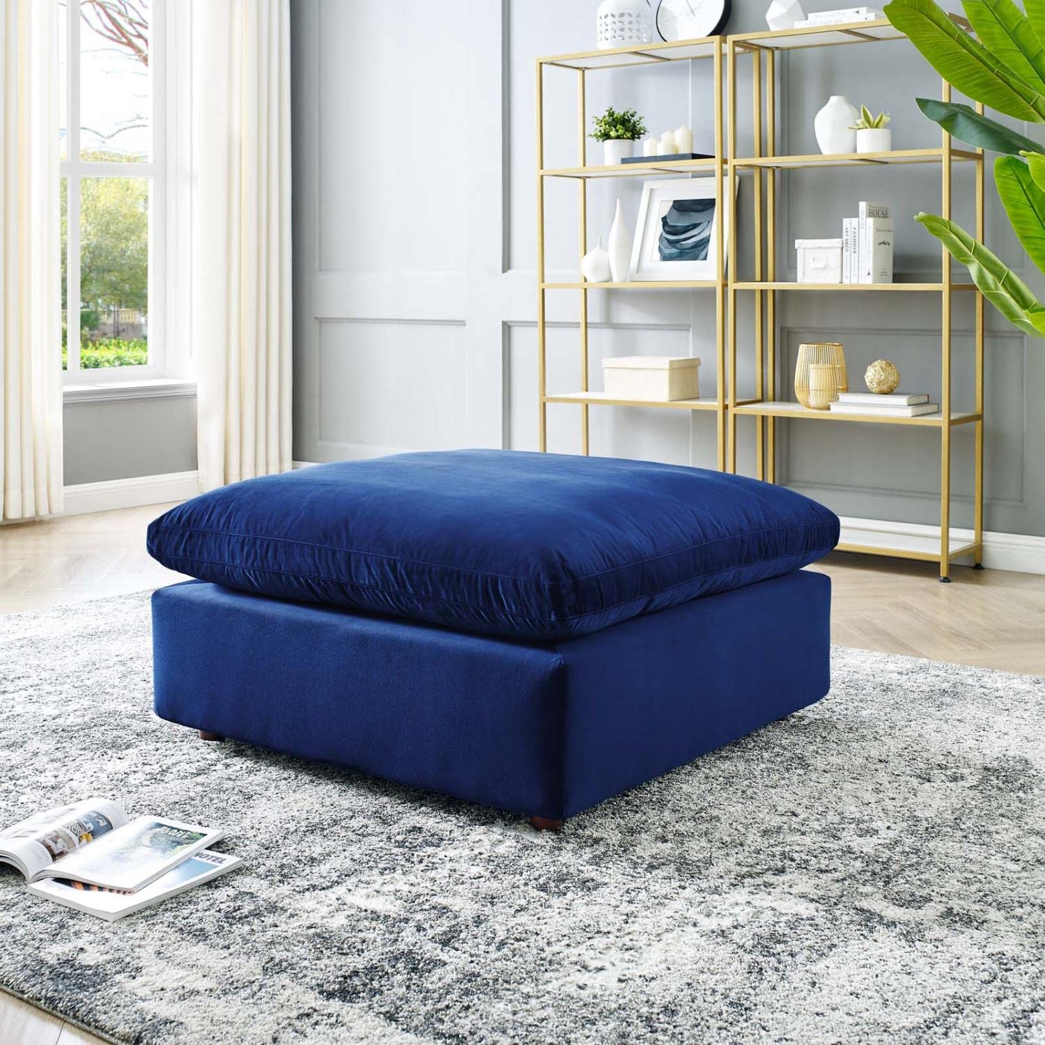 OTTOMAN | CasaFoyer Commix Ottoman | Cozy & Stylish | Stain-Resistant Velvet | Solid Wood Construction | Foam Padded Cushions | Overstuffed Down Feather | Perfect for Lounging | 331 lbs Capacity | Plastic Foot Glides | casafoyer.myshopify.com