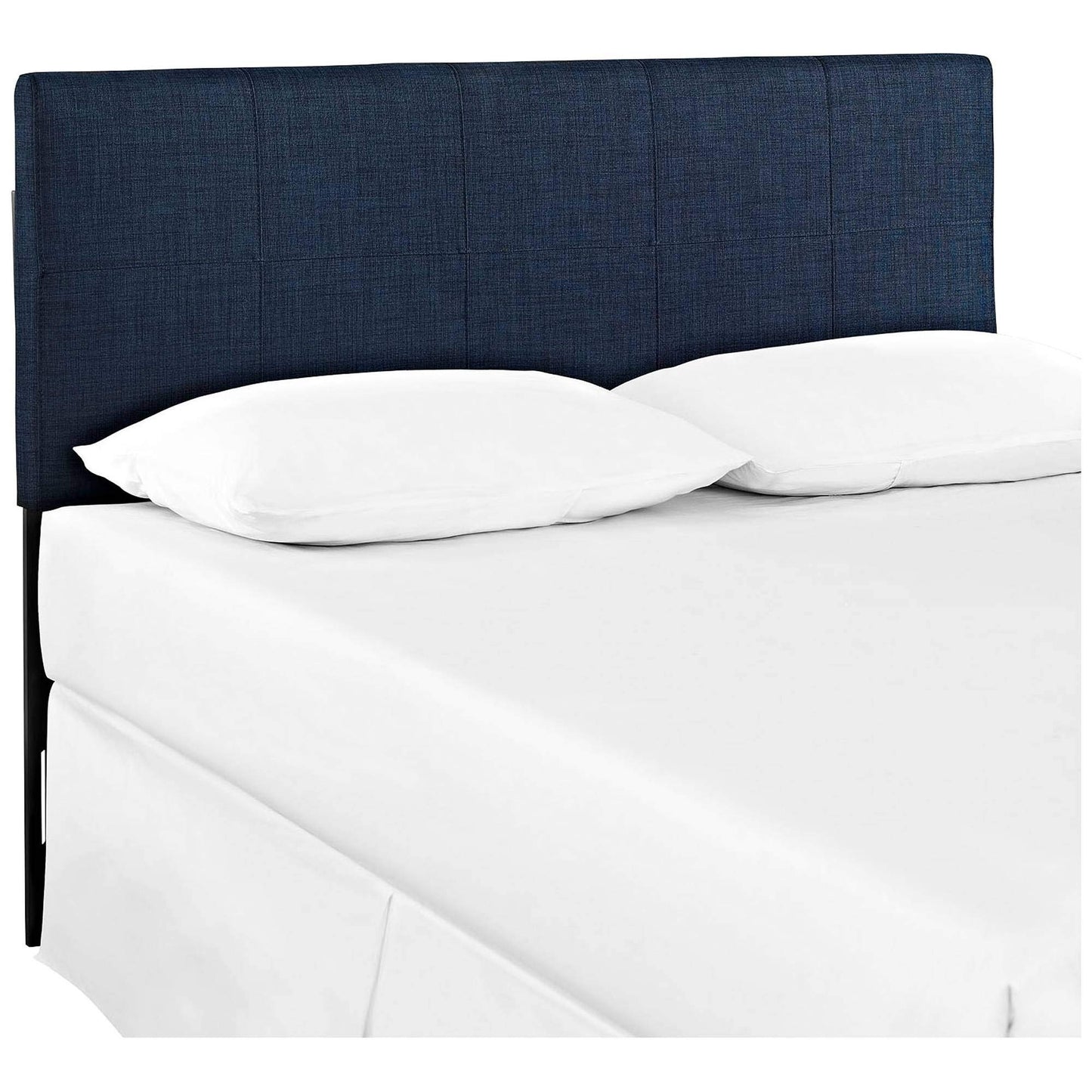 headboards | CasaFoyer  Oliver Queen Headboard | Luxurious Upholstered Linen Fabric | Raised Trim | Radiant Sheen | Timeless & Stylish | Navy | casafoyer.myshopify.com