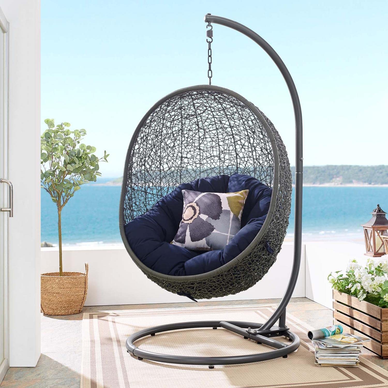 porch swings | Ergode Hide Swing Chair | Synthetic Rattan | Sunbrella Cushion | Outdoor/Indoor Lounge Furniture | casafoyer.myshopify.com