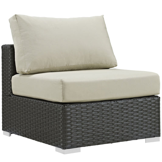 executive chairs | Sojourn Outdoor Patio Armless Chair | Sunbrella Fabric | Synthetic Rattan | UV Protection | Aluminum Frame | Ideal for Patio, Backyard, Poolside | casafoyer.myshopify.com