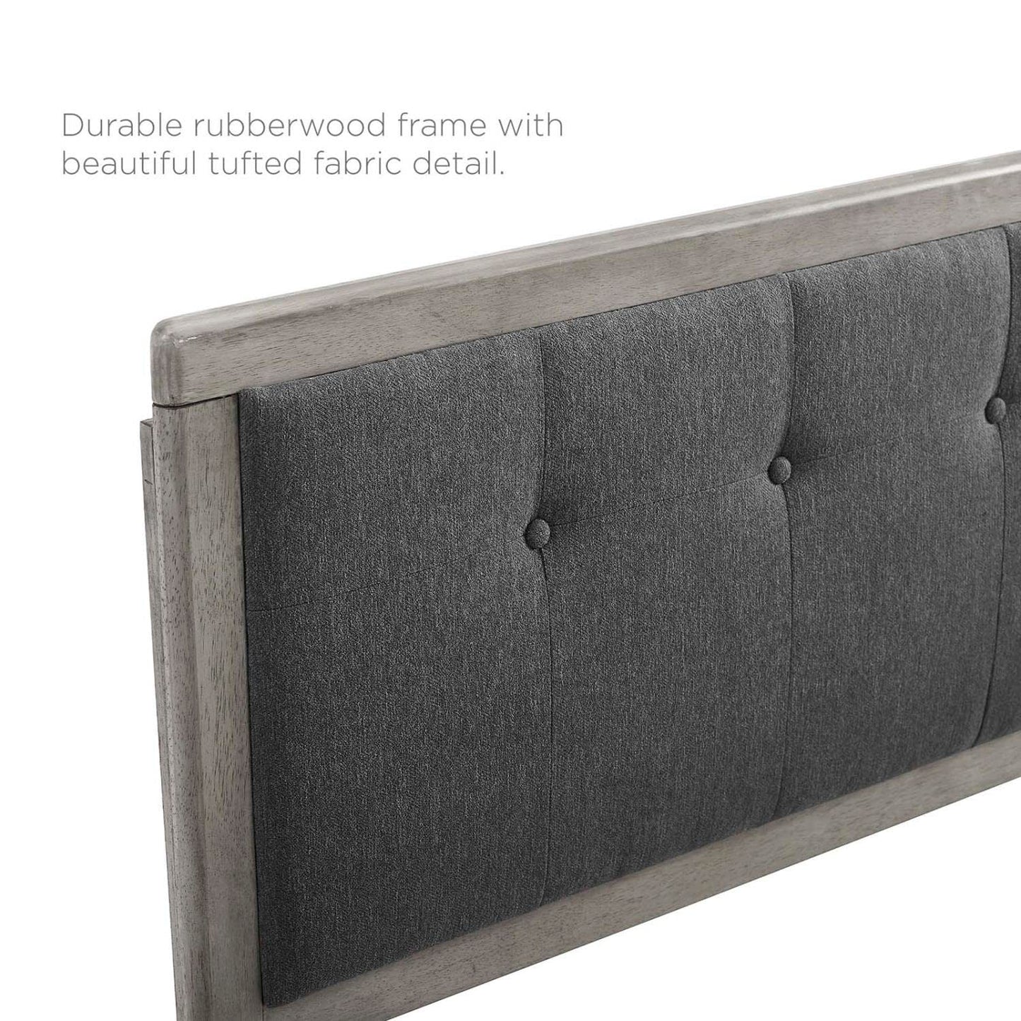 headboards | CasaFoyer Draper Tufted Wood King Headboard | Sleek Mid-Century Design | Button Tufted Pattern | Durable Construction | Gray Charcoal | casafoyer.myshopify.com