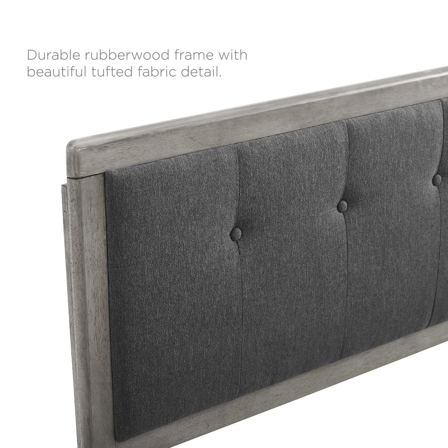 headboards | CasaFoyer Draper Tufted Wood King Headboard | Sleek Mid-Century Design | Button Tufted Pattern | Durable Construction | Gray Charcoal | casafoyer.myshopify.com