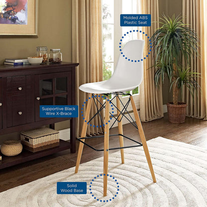 barstools | CasaFoyer Wood Pyramid Dining Side Bar Stool | Timeless Design | Sturdy Molded Plastic Top | Solid Wood Legs | Foot Caps | Ideal for Bar Seating | casafoyer.myshopify.com