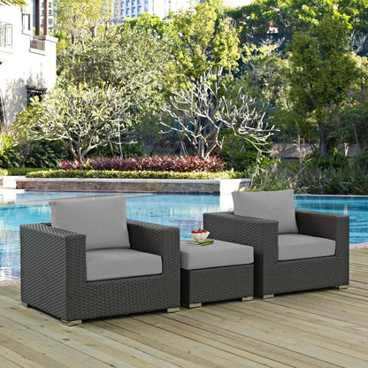 kitchen and dining room sets | CasaFoyer Sojourn Outdoor Patio Furniture Set | Ottoman & Armchairs | Sunbrella Cushions | UV Protection | Powder-Coated Aluminum Frame | casafoyer.myshopify.com