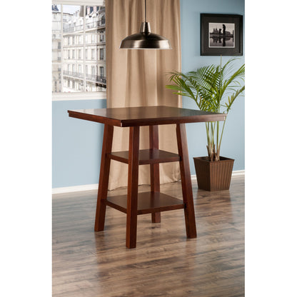 TABLE | CasaFoyer  Wood Orlando High Table | Versatile Dining or Workspace | Ample Storage | Solid & Composite Wood | Warm Walnut Finish | Easy Assembly | 33.86 W x 33.86 D x 36.06 H | casafoyer.myshopify.com