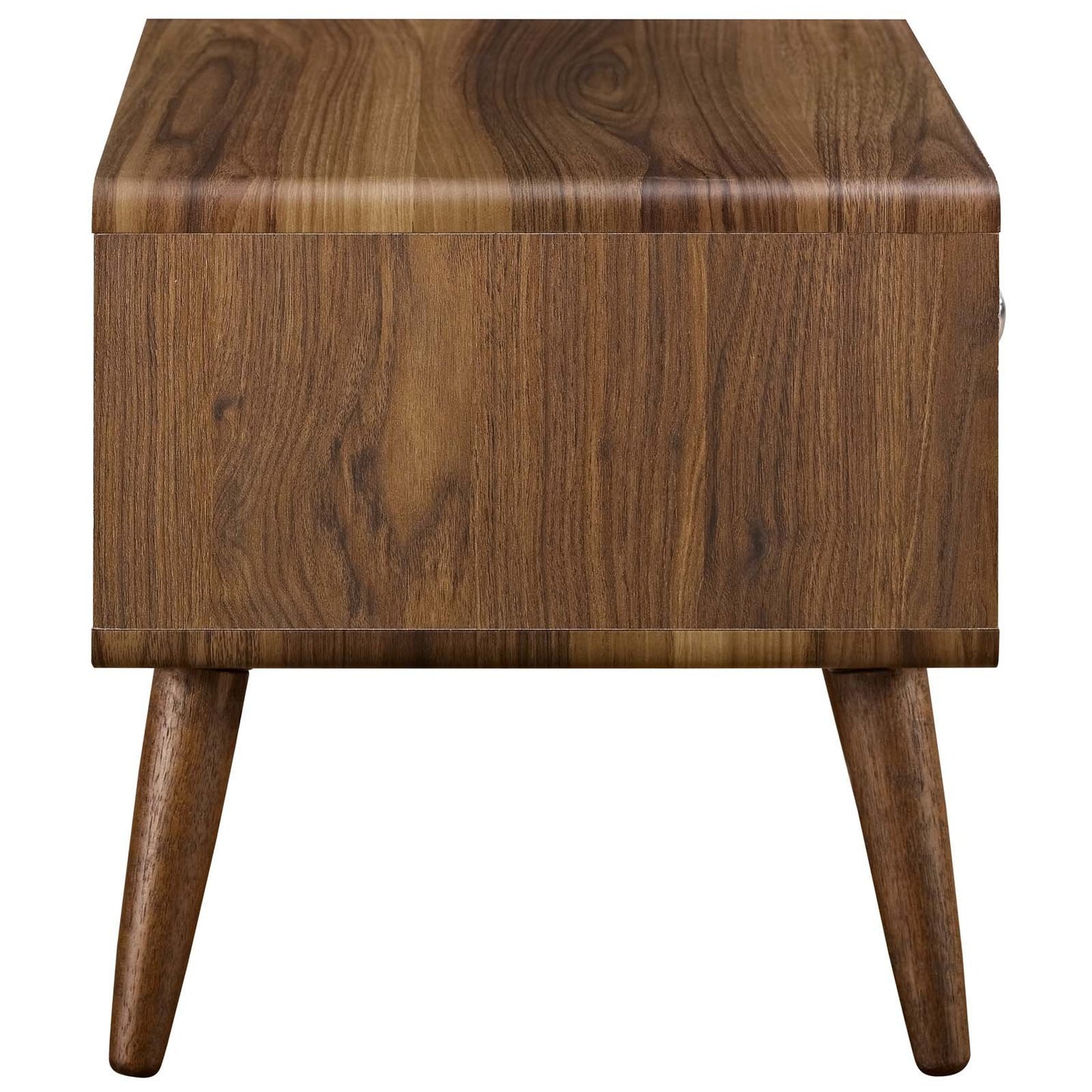 TABLE | CasaFoyer  Transmit Nightstand | Mid-Century Design | White Lacquer Drawer | Ample Storage | Walnut Grain Finish | Tapered Wood Legs | Bedroom/Living Room Essential | casafoyer.myshopify.com