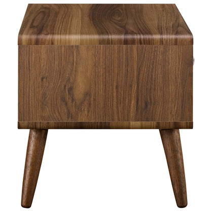 TABLE | CasaFoyer  Transmit Nightstand | Mid-Century Design | White Lacquer Drawer | Ample Storage | Walnut Grain Finish | Tapered Wood Legs | Bedroom/Living Room Essential | casafoyer.myshopify.com