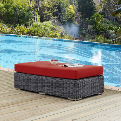 ottomans | CasaFoyer Summon Outdoor Patio Sunbrella Rectangle Ottoman | Unparalleled Comfort & Quality | Two-Tone Rattan Weave | Sunbrella Cushions | UV Protection | Powder-Coated Aluminum Frame | casafoyer.myshopify.com