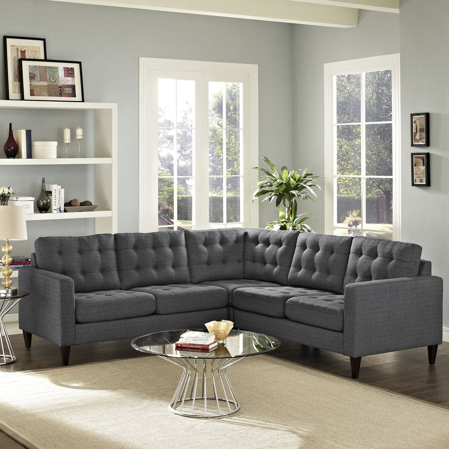 kitchen and dining room sets | CasaFoyer Empress Upholstered Fabric Sectional Sofa Set - Gray | Exquisite Craftsmanship | Plush Cushions | Noble Design | Solid Wood Legs | Luxurious Upholstery | casafoyer.myshopify.com