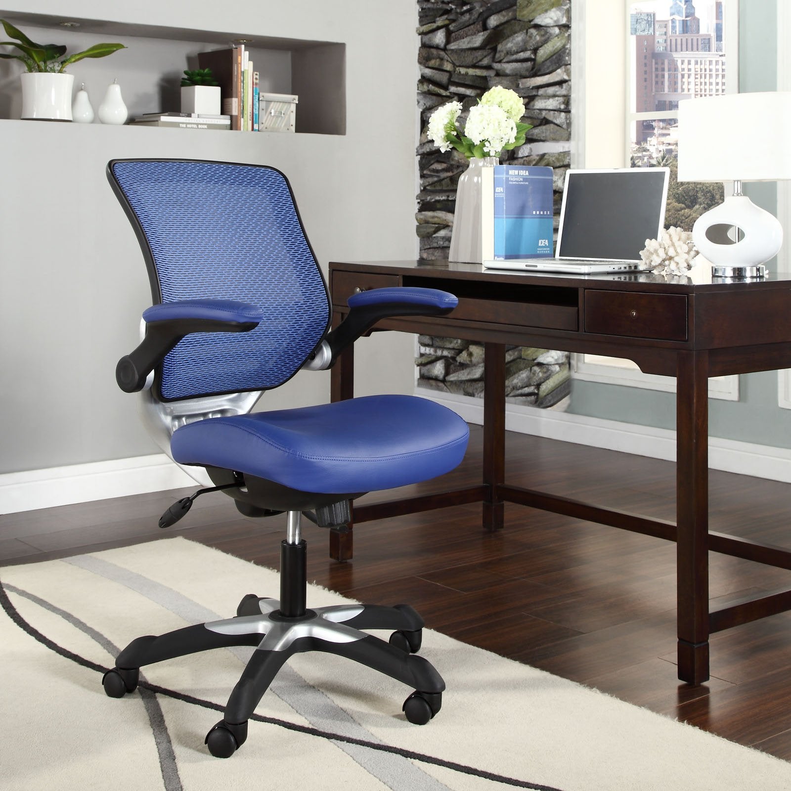 home office desk chairs | CasaFoyer Edge Office Chair | Revolutionary Functional Comfort | State-of-the-Art Ergonomics | Luxurious Leatherette Seat | Blue | casafoyer.myshopify.com