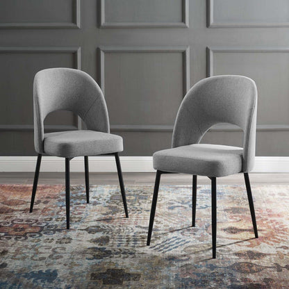home office desk chairs | CasaFoyer Rouse Upholstered Fabric Dining Side Chair | Luxurious Design | Comfortable Foam Padding | Bentwood Construction | Matte Black Legs | Set of 2 | casafoyer.myshopify.com