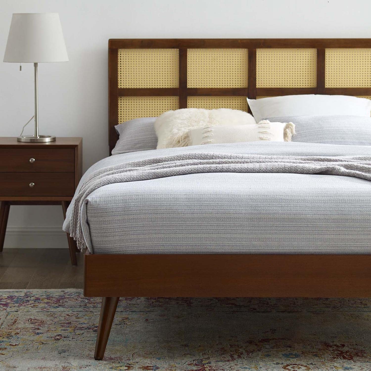 adjustable bed bases | CasaFoyer Sidney Woven Cane Rattan Wood King Platform Bed | Retro Charm, Natural Beauty | Mid-Century Modern Design | Durable, Stable | No Box Spring Needed | Luana Cane Headboard, Margo Platform Bed Frame | casafoyer.myshopify.com