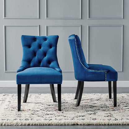 home office desk chairs | CasaFoyer Regent Tufted Button Upholstered Performance Velvet Dining Chair | Set of 2 | Navy | casafoyer.myshopify.com