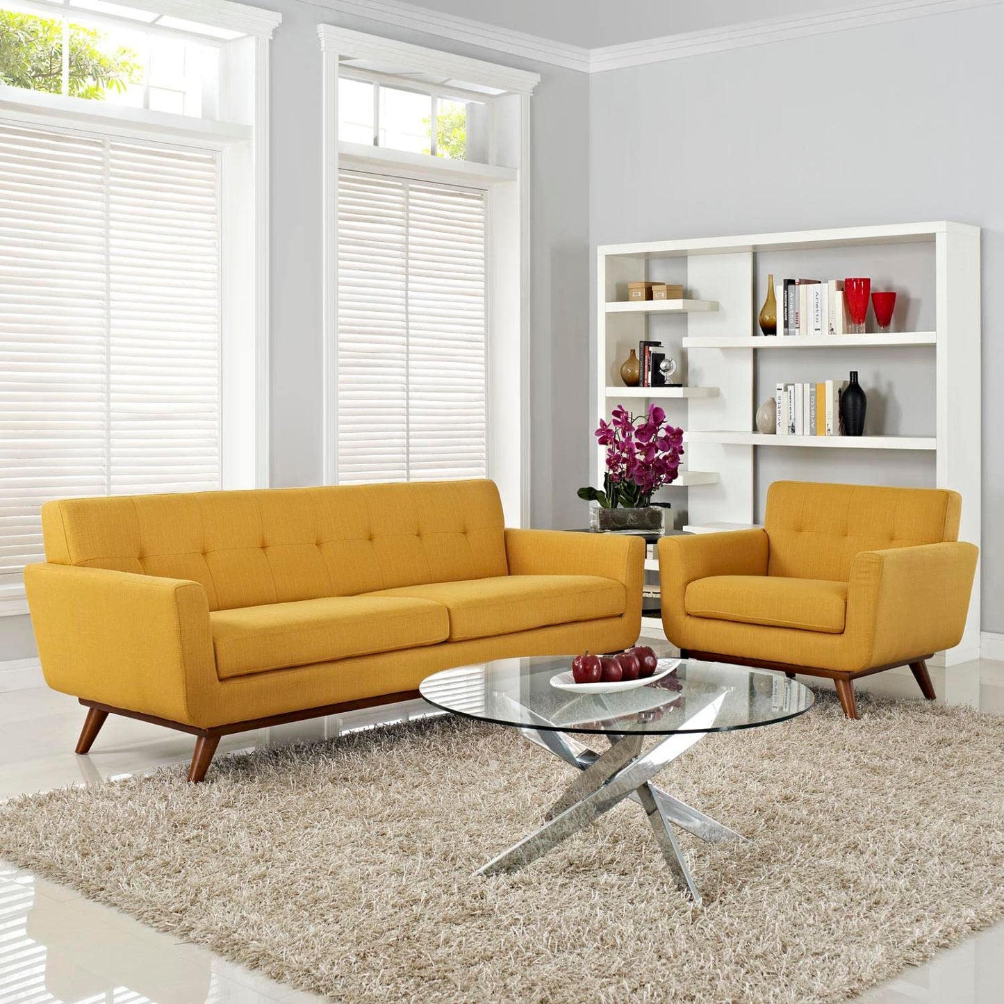 kitchen and dining room sets | CasaFoyer Engage Sofa & Armchair Set | Comfortable & Stylish Lounging | Tufted Buttons | Cherry Wood Legs | Durable & Elegant | Includes Armchair & Sofa | casafoyer.myshopify.com