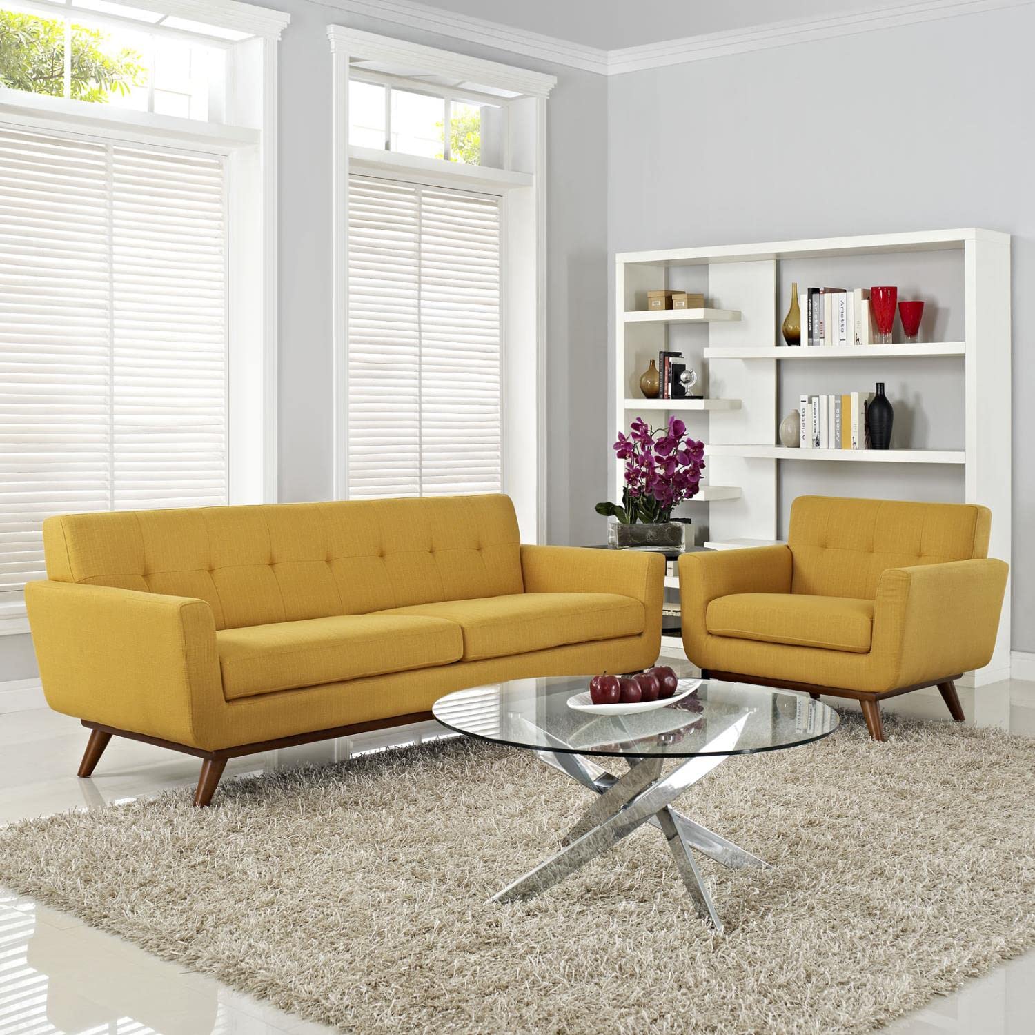 kitchen and dining room sets | CasaFoyer Engage Sofa & Armchair Set | Comfortable & Stylish Lounging | Tufted Buttons | Cherry Wood Legs | Durable & Elegant | Includes Armchair & Sofa | casafoyer.myshopify.com