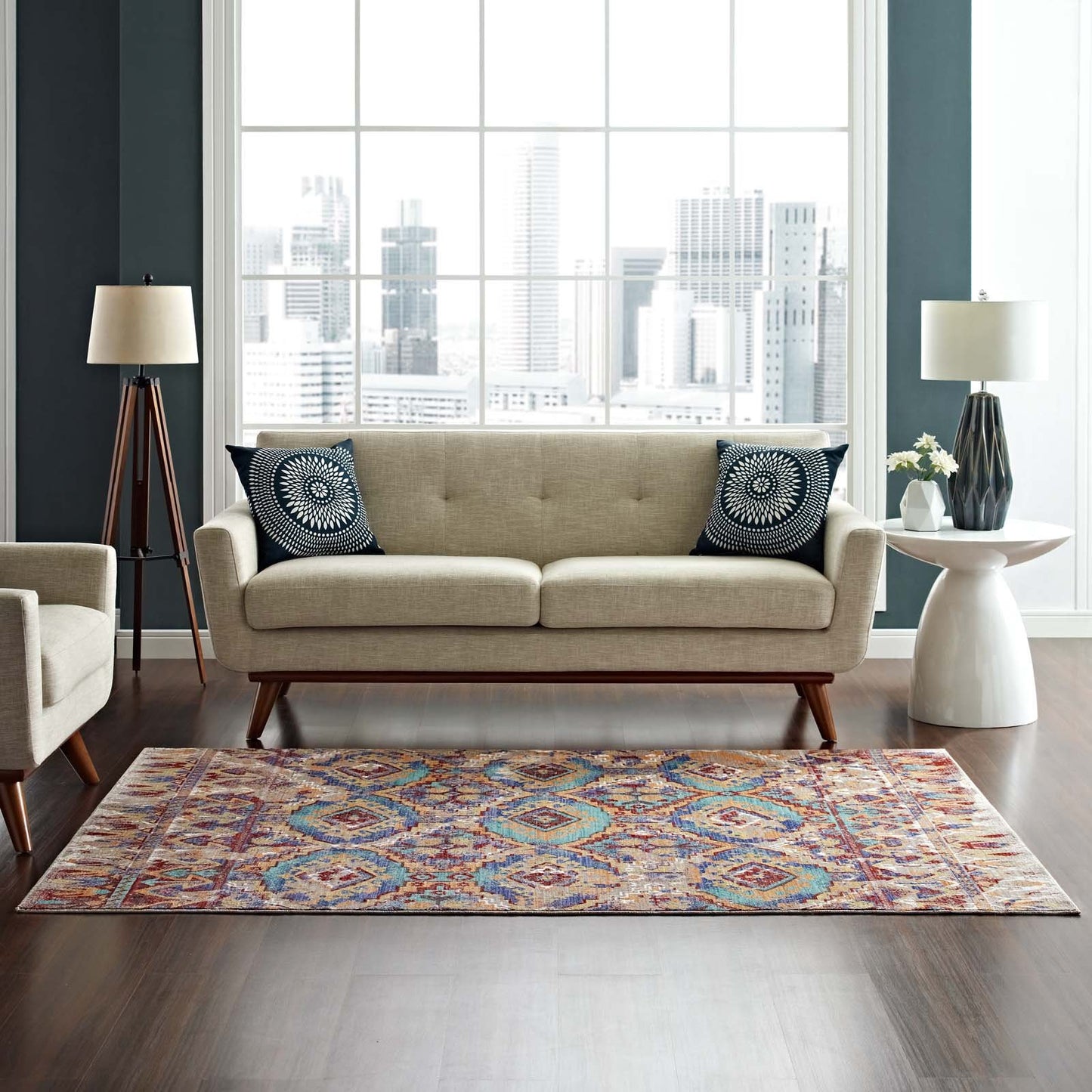 Carpet & Rugs | CasaFoyer Centehua Distressed Southwestern Aztec Area Rug | Vibrant Design | Stain Resistant | 8x10 Size | Ideal for Home Decor | Easy to Maintain | casafoyer.myshopify.com