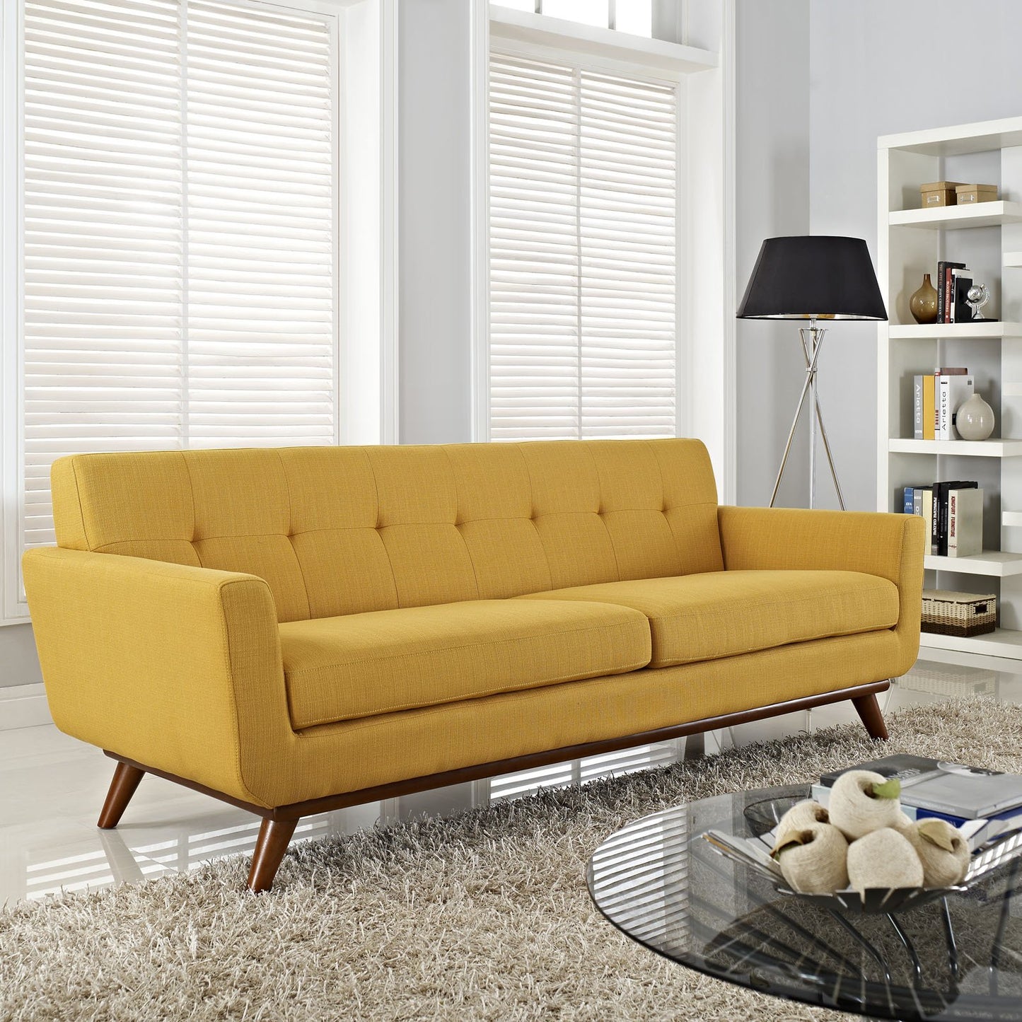 sofas | CasaFoyer Engage Sofa | Curved Lines | Generously Sized Cushions | Tufted Buttons | Cherry Legs | Plush Upholstery | Perfect for Relaxation, Brunch, and Conversations | casafoyer.myshopify.com