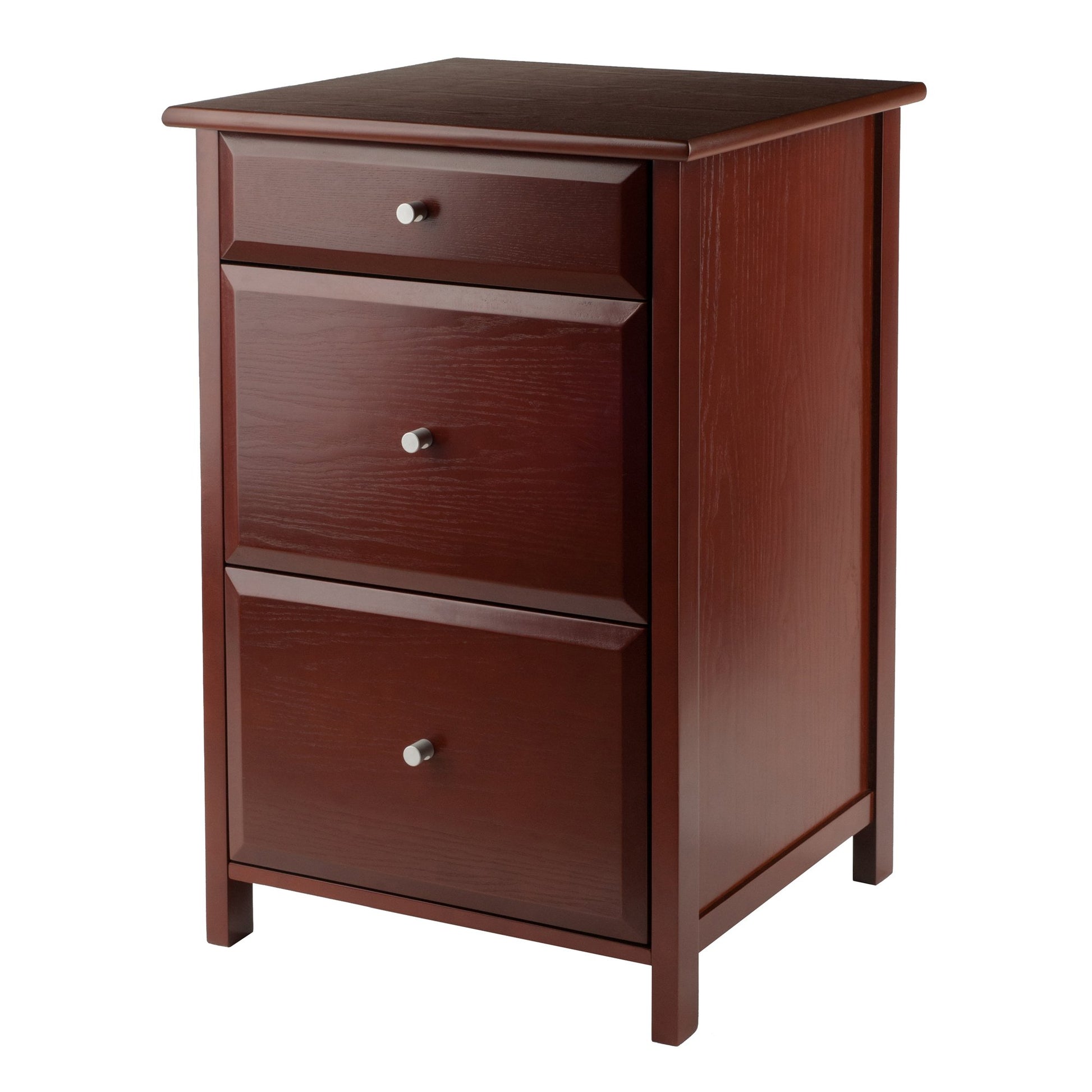 CABINET | Delta File Cabinet | Stylish Walnut Finish | Legal & Letter Size | 3 Drawers | Easy-Glide | Silver Knobs | Composite Wood | Assembly Required | casafoyer.myshopify.com