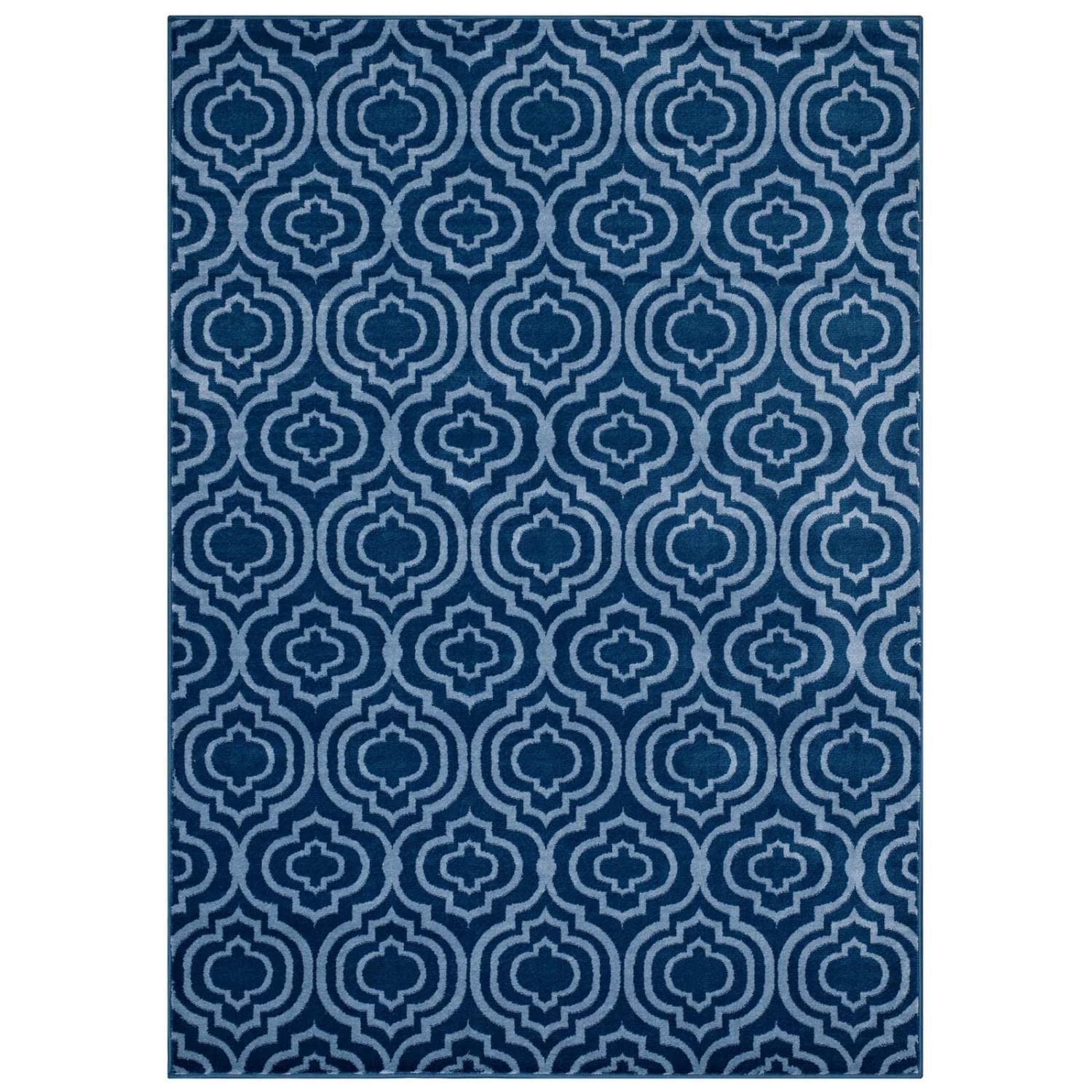 area rugs | CasaFoyer Frame Transitional Moroccan Trellis Area Rug | Durable, Stain Resistant, Easy to Maintain | 5x8 | Moroccan Blue | casafoyer.myshopify.com