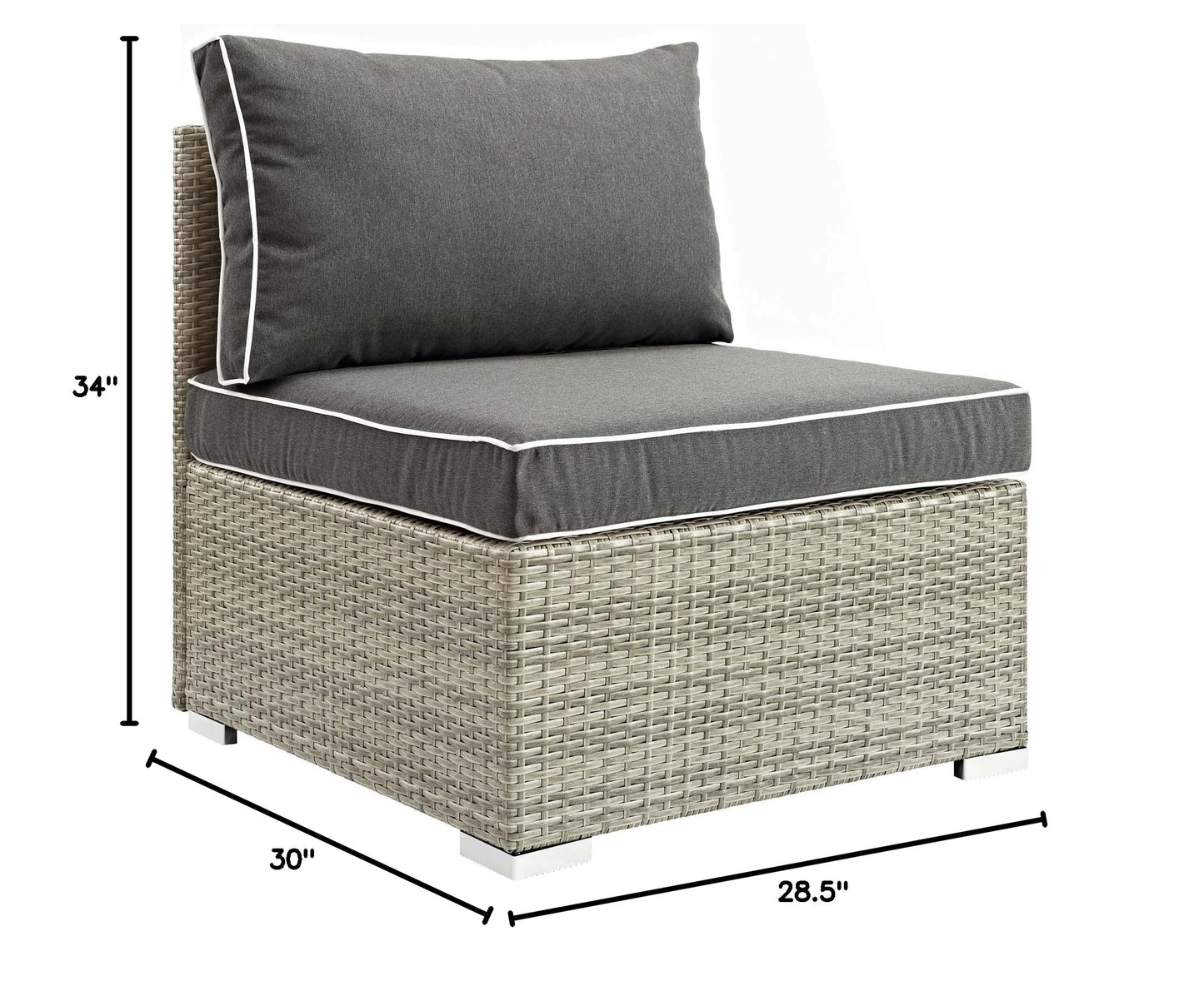 ottomans | CasaFoyer Repose Outdoor Patio Armless Sectional Sofa Chair | Tan/Gray Rattan | UV Protection | Plush Cushions | Sturdy Aluminum Frame | 331lb Capacity | casafoyer.myshopify.com