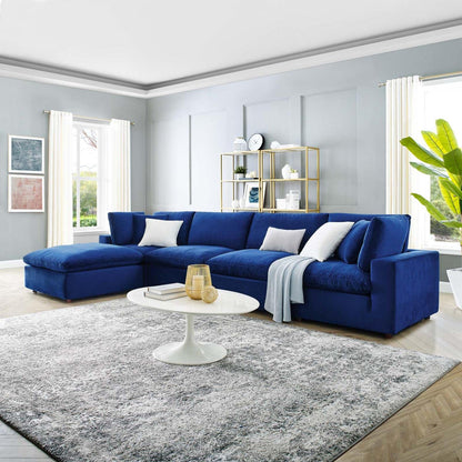 kitchen and dining room sets | CasaFoyer Commix Luxurious Sectional Sofa | Stain-Resistant Velvet Upholstery | Includes Ottoman, Armless & Corner Chairs | Navy | casafoyer.myshopify.com
