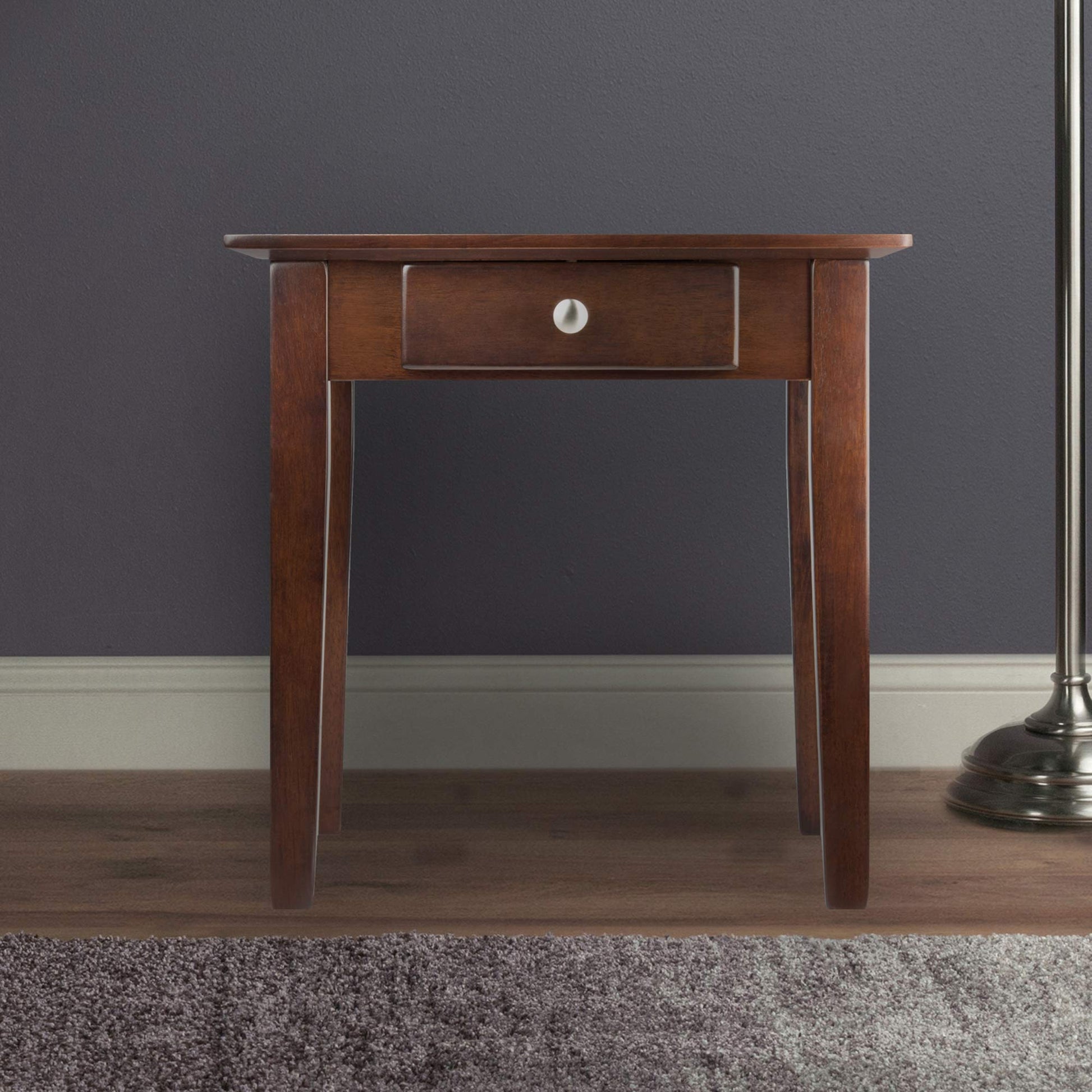 TABLE | Sophisticated End Table | Single Drawer | Shaker Style Design | Antique Walnut Finish | Versatile & Functional | 20 W x 20 D x 20 H | 18.2 lbs | casafoyer.myshopify.com