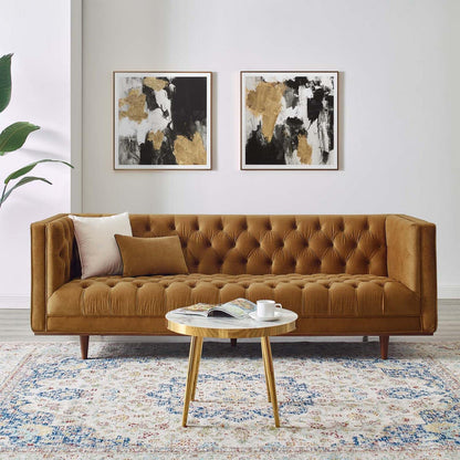 sofas | CasaFoyer Elation Tufted Performance Velvet Sofa | Vintage Modern Glam Deco Style | Stain-Resistant | Dense Foam Padding | Wood Frame | Rubberwood Legs | 881 lbs Weight Capacity | casafoyer.myshopify.com