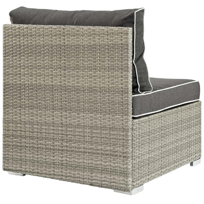 ottomans | CasaFoyer Repose Outdoor Patio Armless Sectional Sofa Chair | Tan/Gray Rattan | UV Protection | Plush Cushions | Sturdy Aluminum Frame | 331lb Capacity | casafoyer.myshopify.com