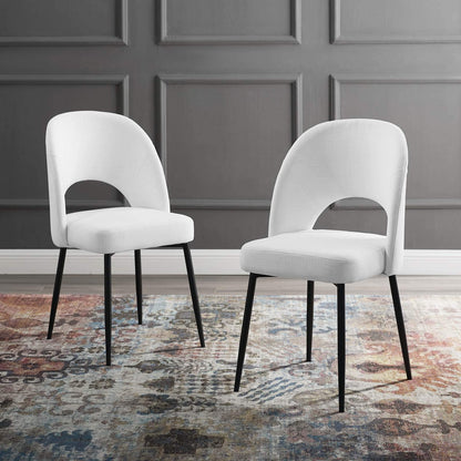 Dining Table | Rouse Upholstered Fabric Dining Side Chair | Elegant & Cozy | Plush Foam Padding | Luxurious Fabric Upholstery | Sturdy Bentwood | Matte Black Stainless Steel Legs | Open Back Design | Set of 2 | casafoyer.myshopify.com