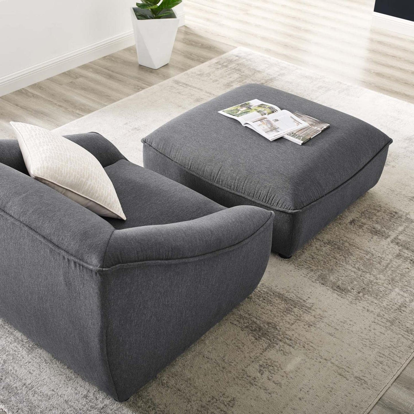 kitchen and dining room sets | CasaFoyer Comprise Upholstered Armchair & Ottoman Set | French Piping Details | Dense Foam Padding | Solid Wood Construction | Supports up to 400 lbs | casafoyer.myshopify.com