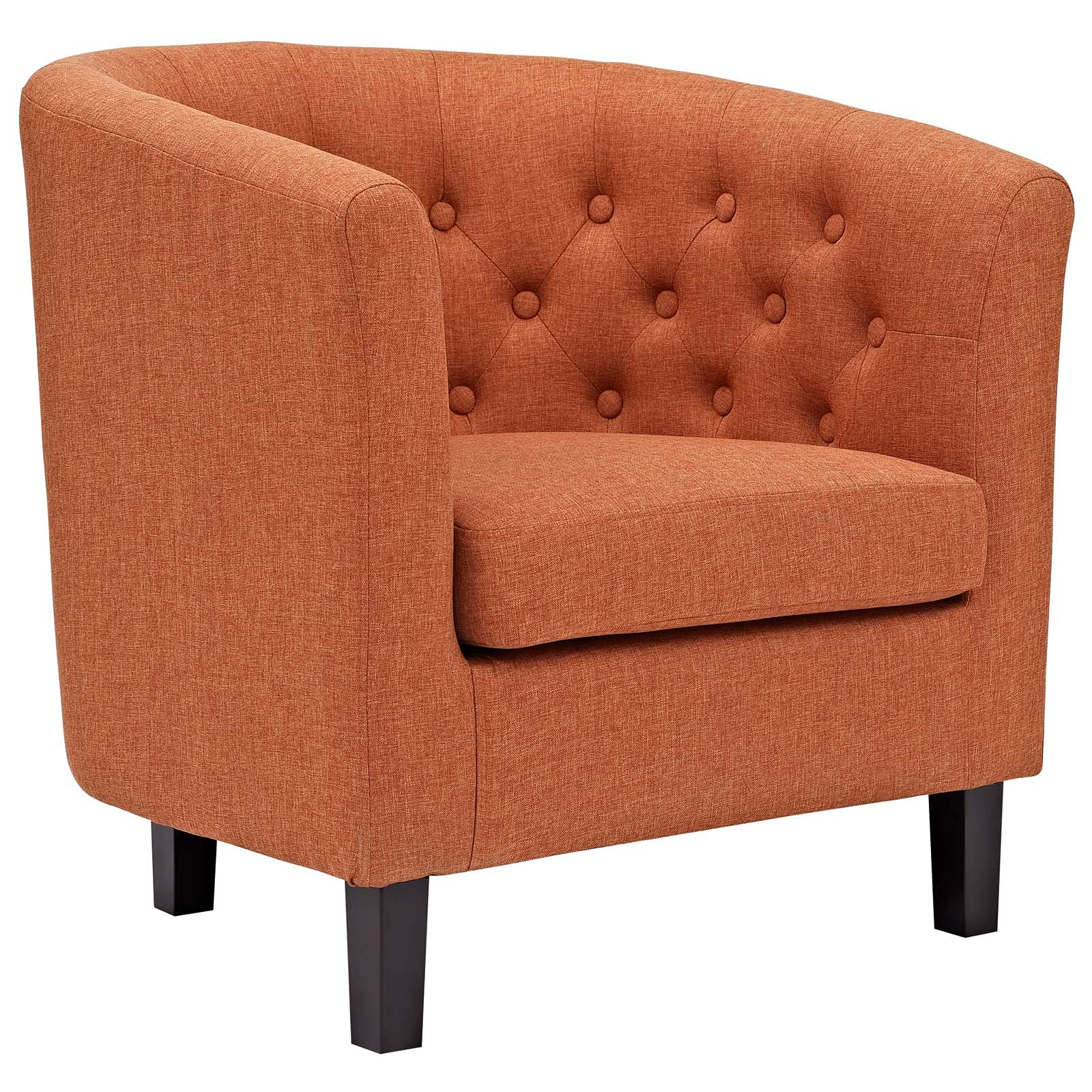 home office desk chairs | CasaFoyer Prospect Armchair | Chesterfield Design | Button Tufted | Espresso Stained Legs | Cozy Foam Padding | Modern Lounge Piece | Orange | casafoyer.myshopify.com