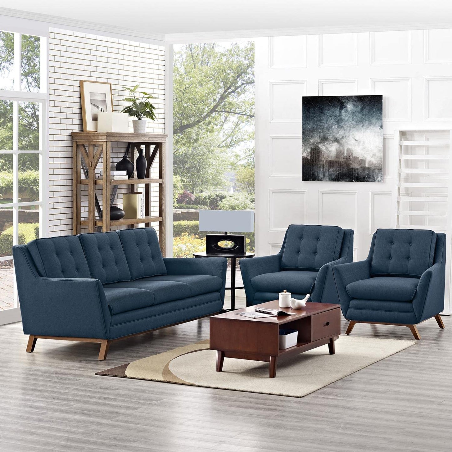 kitchen and dining room sets | CasaFoyer Beguile Collection | Mid-Century Style | Upholstered Living Room Set | Sofa & Armchairs | Azure | casafoyer.myshopify.com
