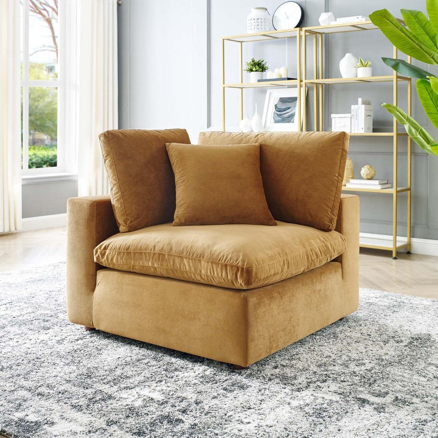 sofas | CasaFoyer Commix Corner Chair | Cozy & Luxurious Stain-Resistant Velvet | Solid Wood Construction | Foam Padded & Down Feather Cushions | Plastic Foot Glides | 331 lbs Weight Capacity | casafoyer.myshopify.com