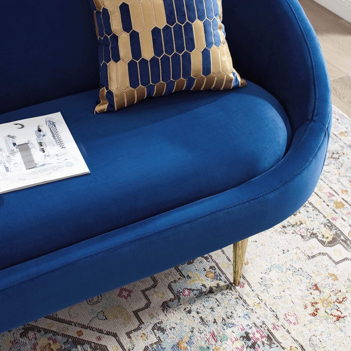 sofas | CasaFoyer Sublime Curve Back Sofa | Luxurious Stain-Resistant Velvet | Dense Foam Cushioning | Modern Design | Versatile Accent Couch | Gold Stainless Steel Legs | 900 lbs Weight Capacity | casafoyer.myshopify.com