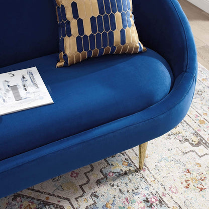 sofas | CasaFoyer Sublime Curve Back Sofa | Luxurious Stain-Resistant Velvet | Dense Foam Cushioning | Modern Design | Versatile Accent Couch | Gold Stainless Steel Legs | 900 lbs Weight Capacity | casafoyer.myshopify.com