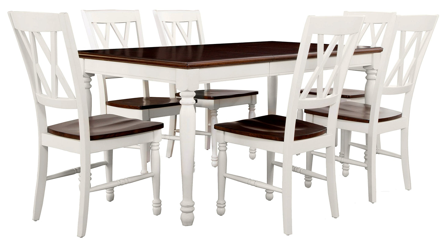 Dining Table | CasaFoyer Shelby 7 Piece Dining Set | Solid Hardwood & Wood Veneers | Seats 6 | Removable Leaf | Easy Assembly | Classic Design | Rubbed Antique Tabletop | White Finish | casafoyer.myshopify.com