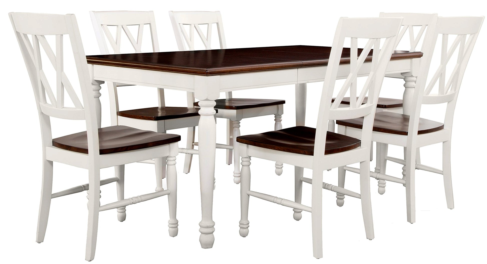Dining Table | CasaFoyer Shelby 7 Piece Dining Set | Solid Hardwood & Wood Veneers | Seats 6 | Removable Leaf | Easy Assembly | Classic Design | Rubbed Antique Tabletop | White Finish | casafoyer.myshopify.com
