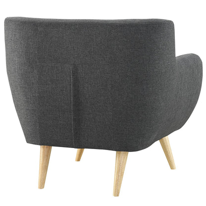 Chair | Luxury | Dual Cushion Armchair | Mid-Century Inspired Design | Natural Wood Legs | Polyester Upholstery | Gray | Modern & Sophisticated | casafoyer.myshopify.com