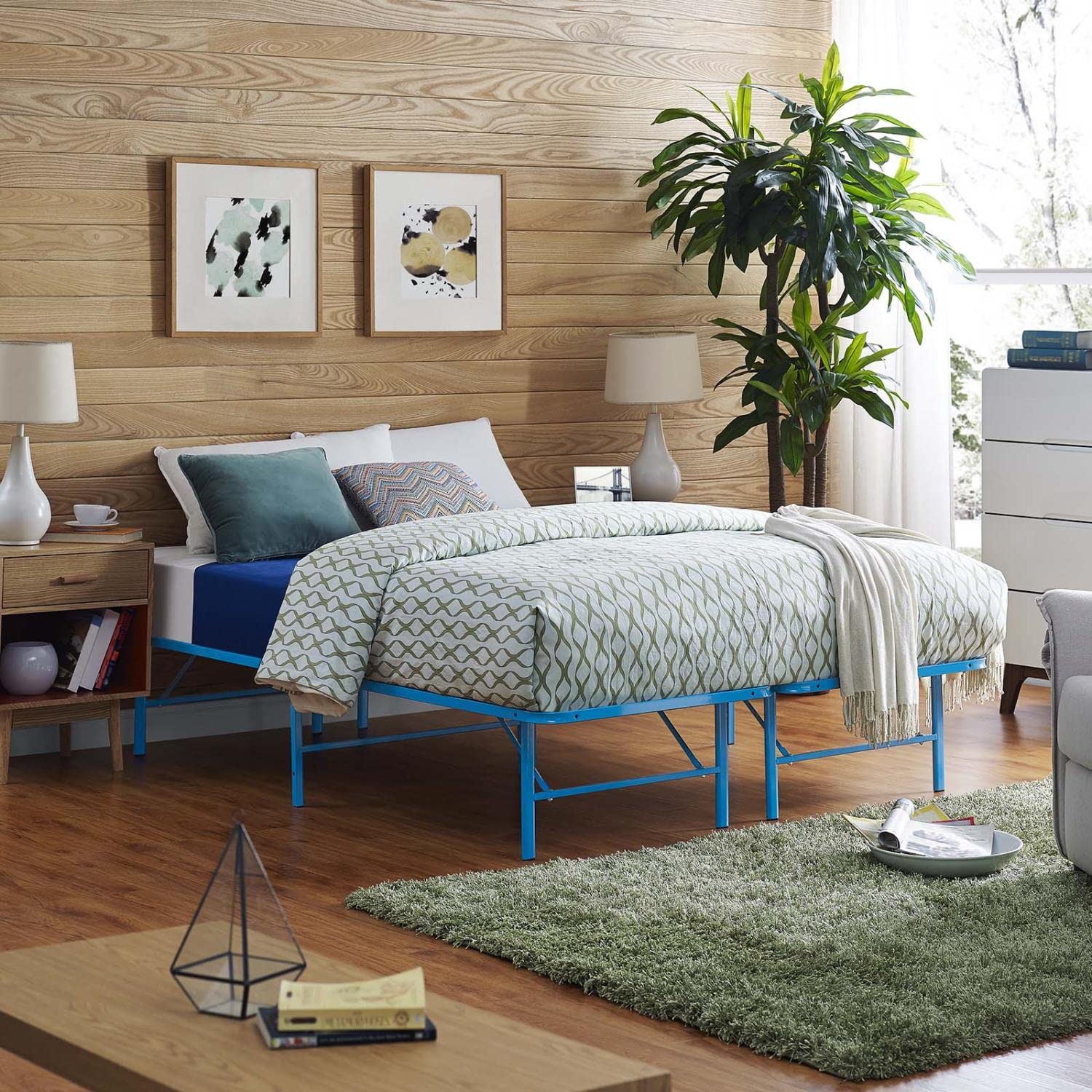 Bed | CasaFoyer Horizon Metal Bed Frame | Durable Stainless Steel | 14 Clearance | 1300 lbs Weight Capacity | Foldable Design | Non-Marking Foot Caps | Queen Size | casafoyer.myshopify.com