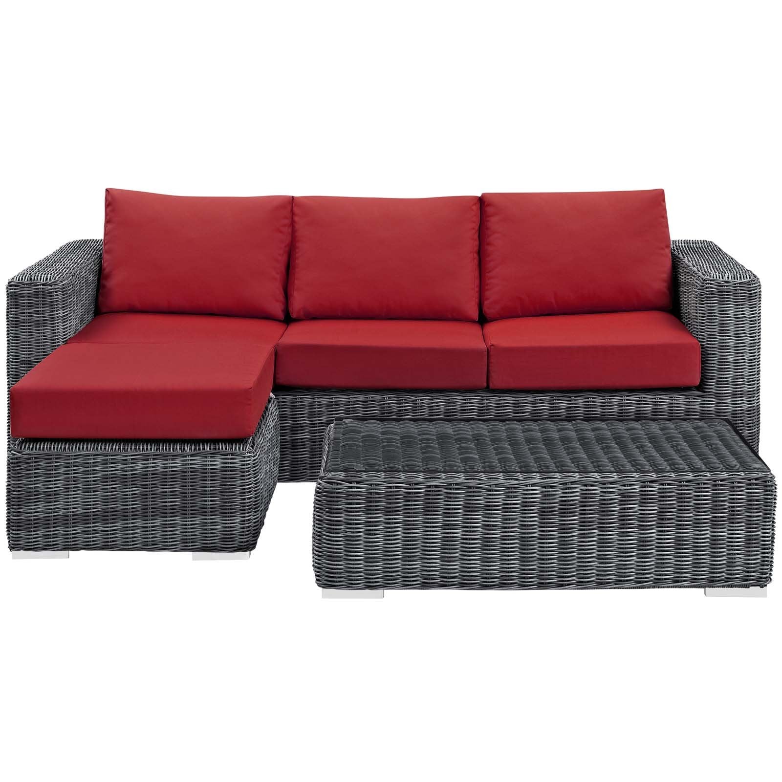 kitchen and dining room sets | CasaFoyer Summon Outdoor Patio Sectional Sofa Set | Comfortable & Durable | Includes Coffee Table, Ottoman & Sofa | Two-Tone Synthetic Rattan Weave | Sunbrella Cushions | UV Protection | Ideal for Patio, Backyard or Poolside Gathering | casafoyer.myshopify.com
