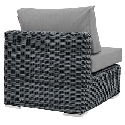 executive chairs | CasaFoyer Summon Outdoor Patio Armless Sectional Sofa Chair | Two-Tone Rattan | Sunbrella Cushions | UV Protection | Aluminum Frame | Perfect for Patio, Backyard, Poolside | Includes 1 Sofa Chair | casafoyer.myshopify.com
