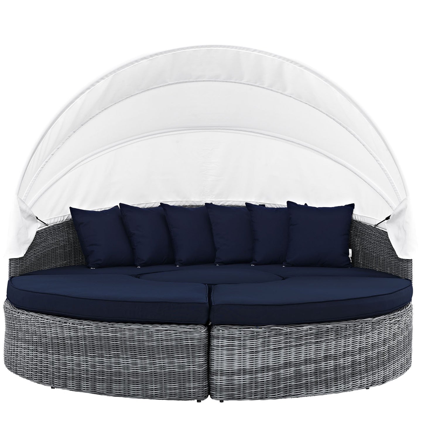Patio Furniture Sets | Summon Outdoor Patio Sectional Daybed | Retractable Canopy | Sunbrella Fabric | Synthetic Rattan Weave | Aluminum Frame | Perfect for Patio, Backyard, Poolside | casafoyer.myshopify.com