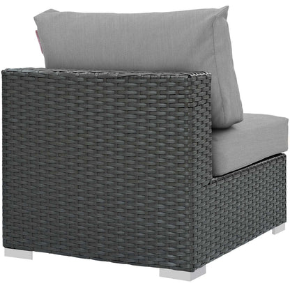 executive chairs | Sojourn Outdoor Patio Armless Chair | Sunbrella Fabric | Synthetic Rattan | UV Protection | Aluminum Frame | Ideal for Patio, Backyard, Poolside | casafoyer.myshopify.com